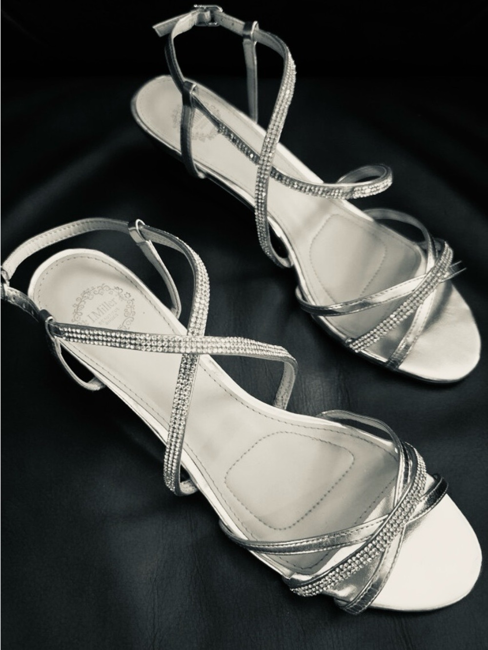 Silver Strappy Rhinestone Evening Sandals